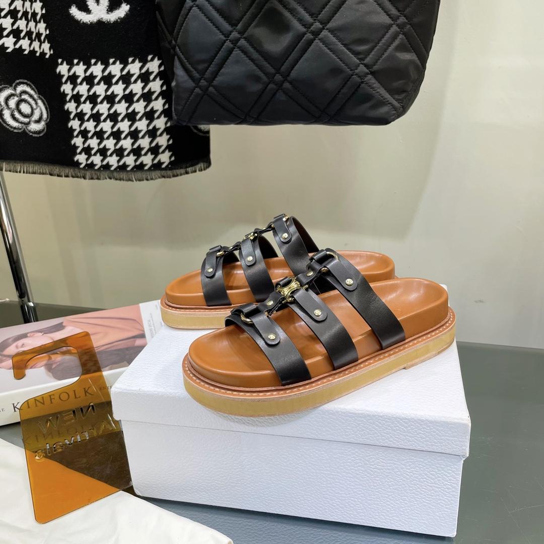 Celine Slides Tippi In Calfskin -  Vegetal Tanning - PerfectKickZ
