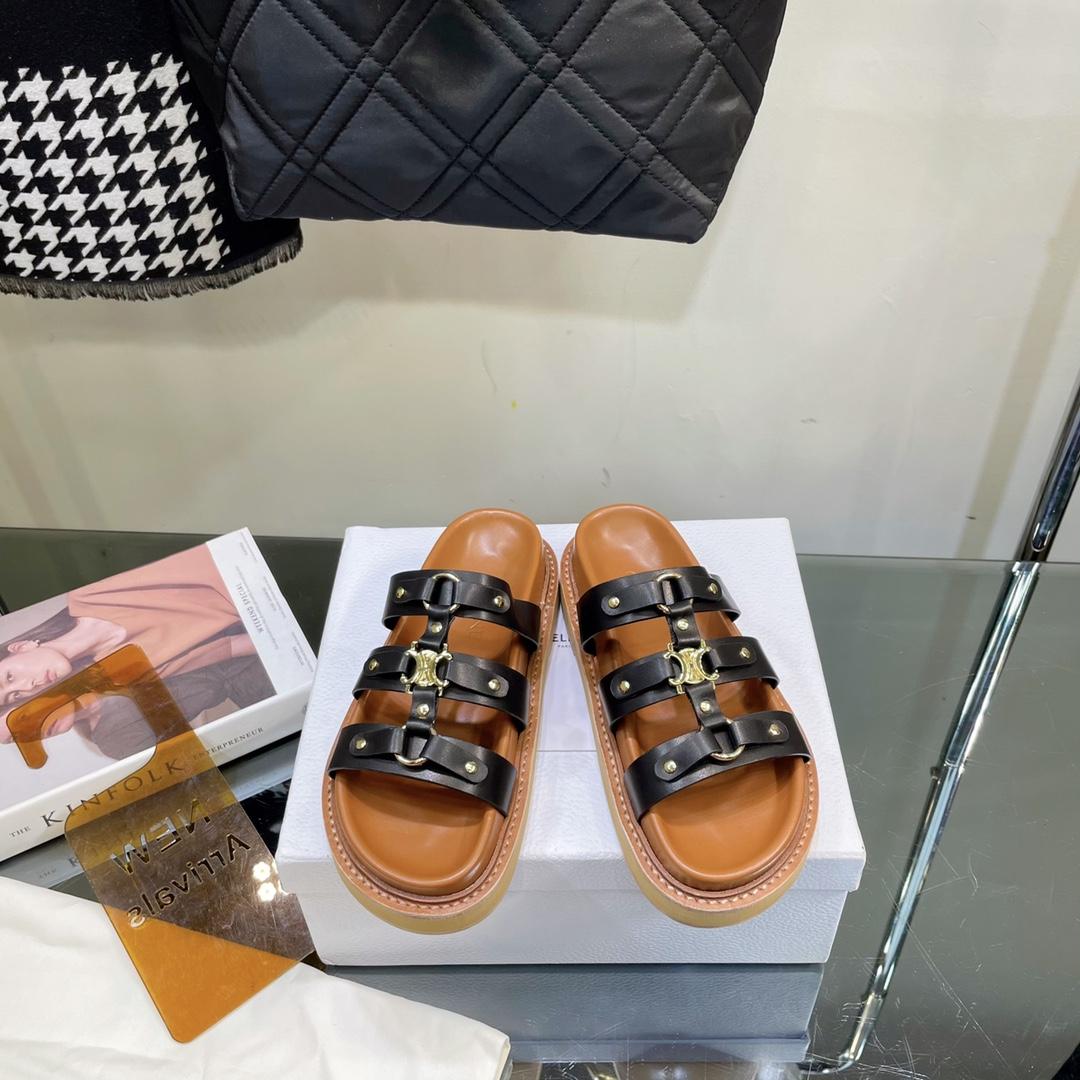 Celine Slides Tippi In Calfskin -  Vegetal Tanning - PerfectKickZ