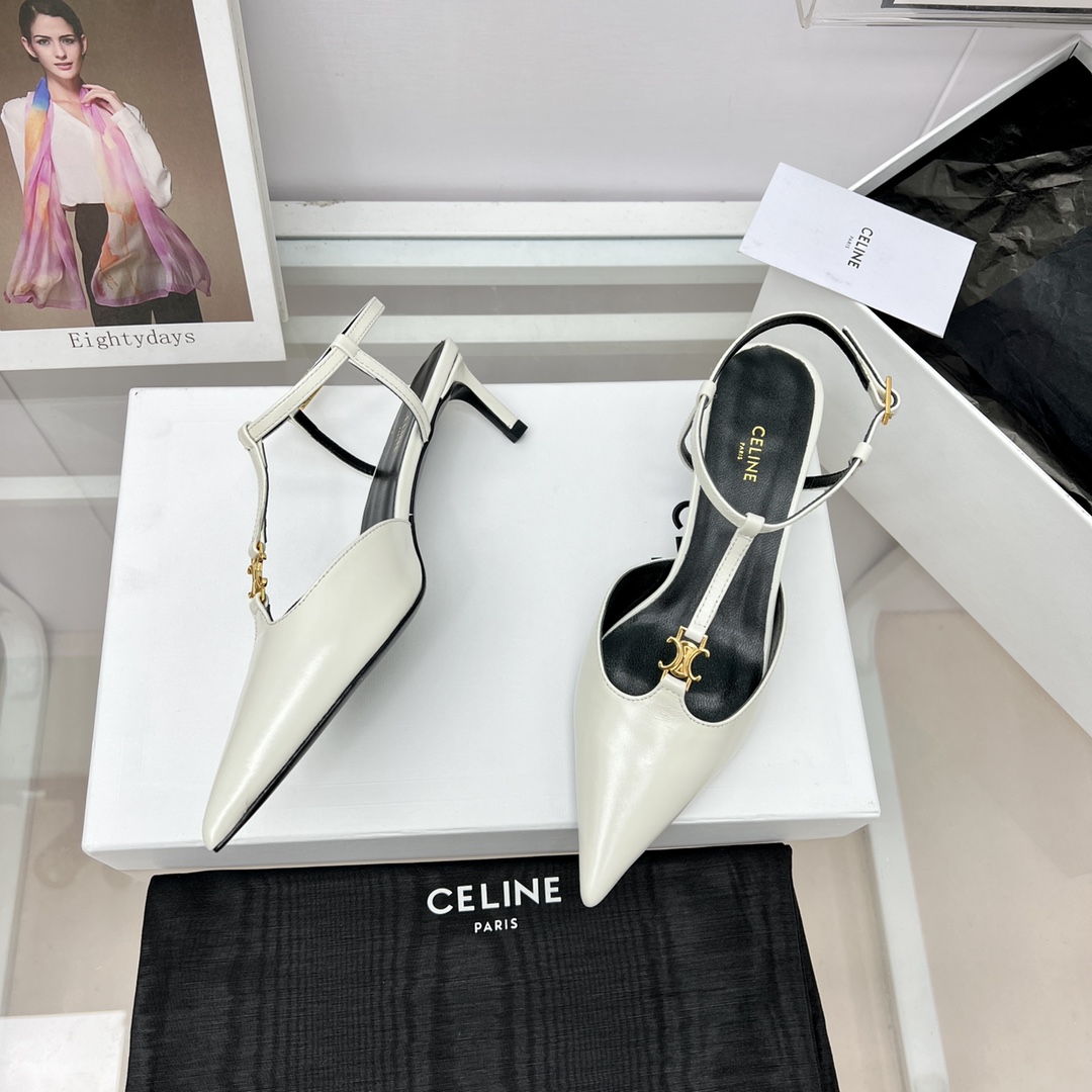 Celine Kitten With Triomphe T-Bar Strap In Calfskin  - PerfectKickZ