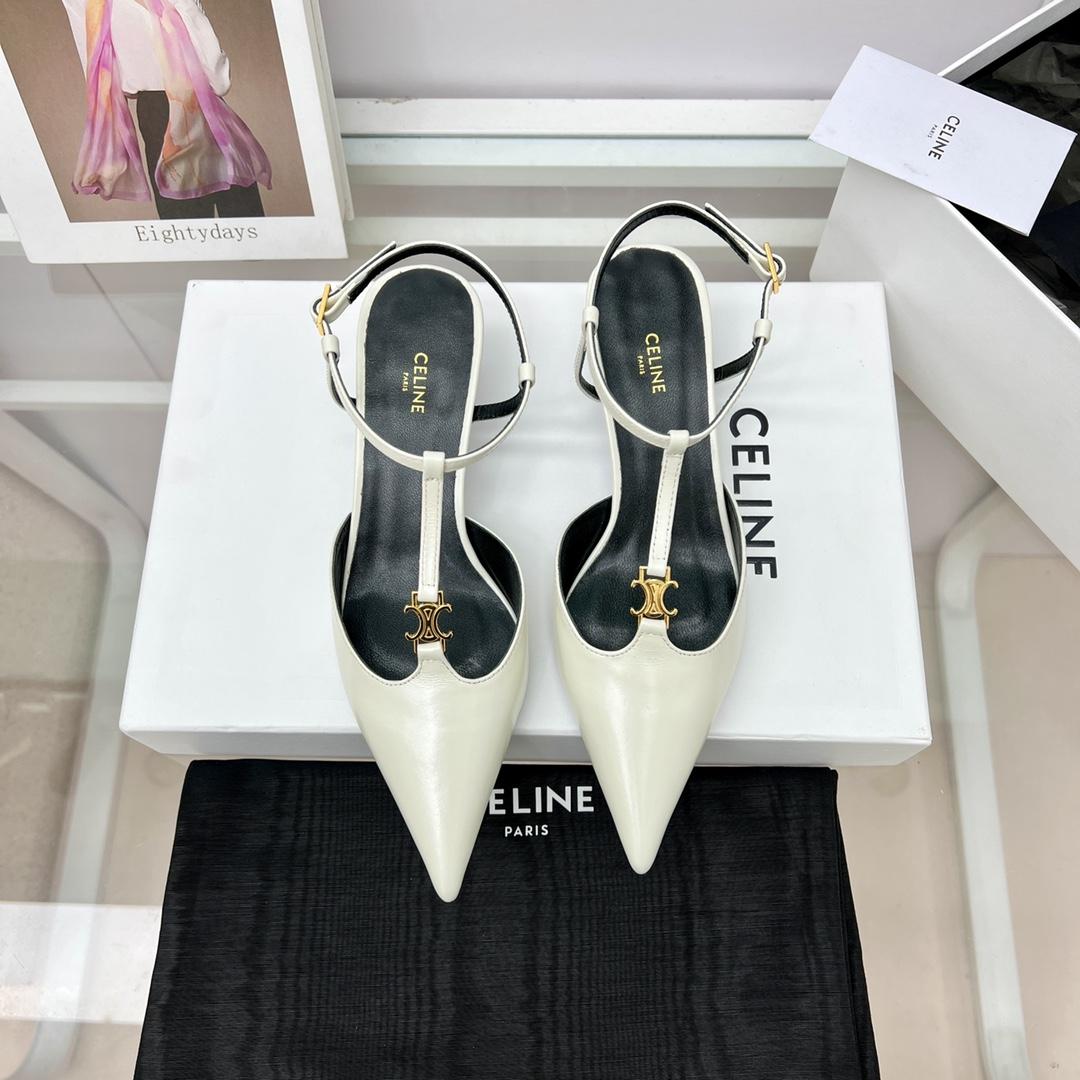Celine Kitten With Triomphe T-Bar Strap In Calfskin  - PerfectKickZ