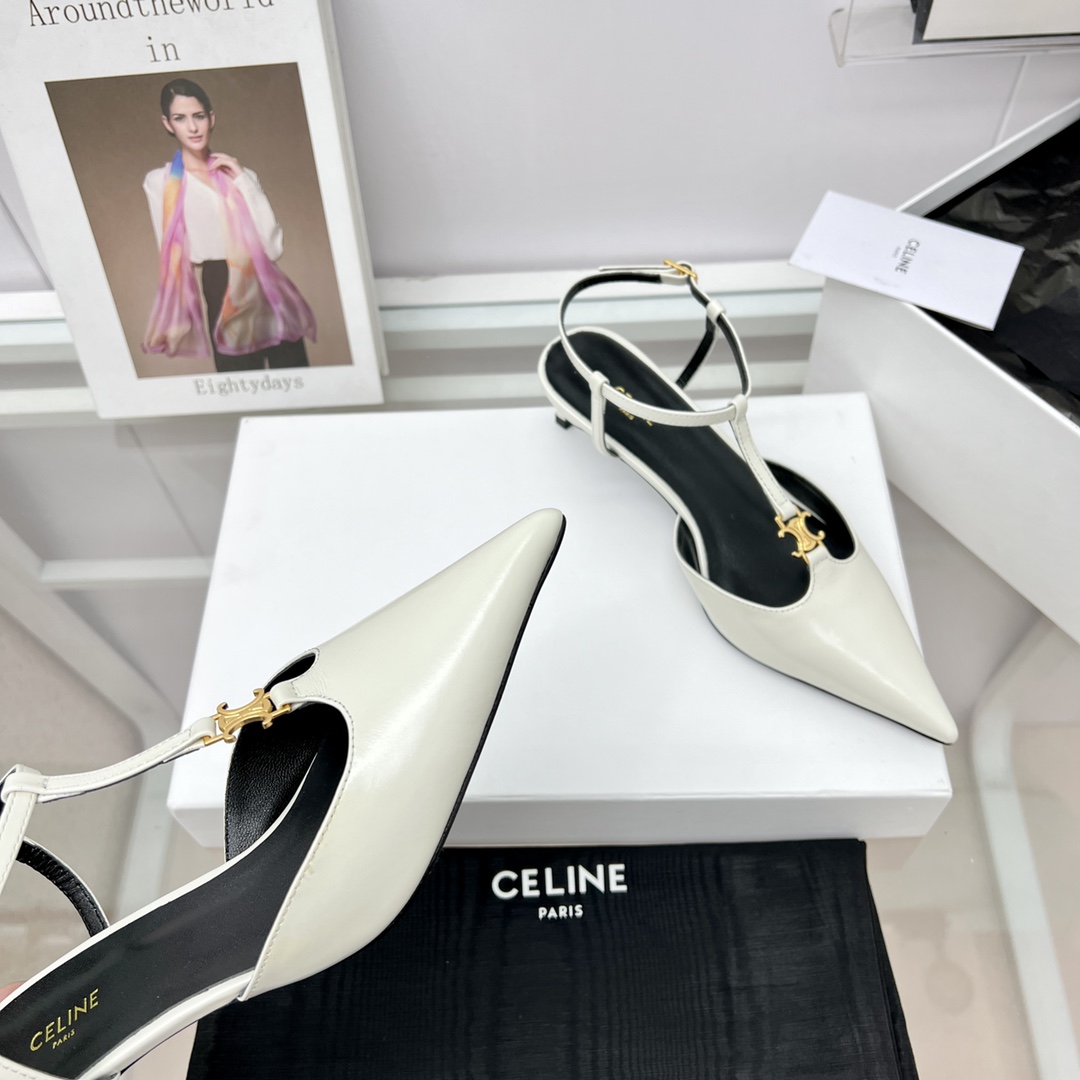 Celine Kitten With Triomphe T-Bar Strap In Calfskin  - PerfectKickZ