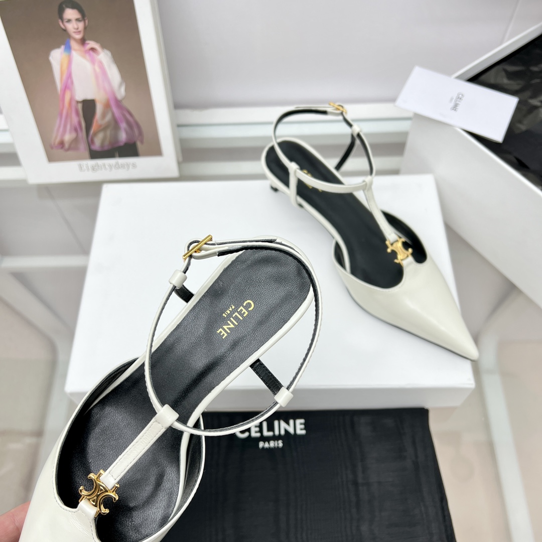 Celine Kitten With Triomphe T-Bar Strap In Calfskin  - PerfectKickZ