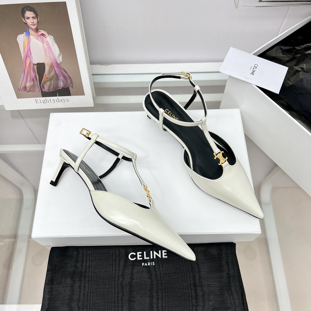 Celine Kitten With Triomphe T-Bar Strap In Calfskin  - PerfectKickZ