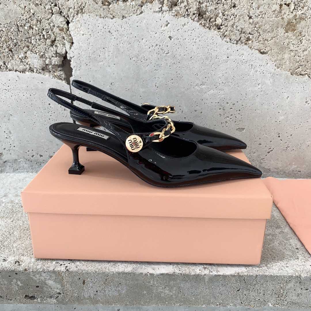 Miu Miu Patent Leather Slingback Pumps - PerfectKickZ