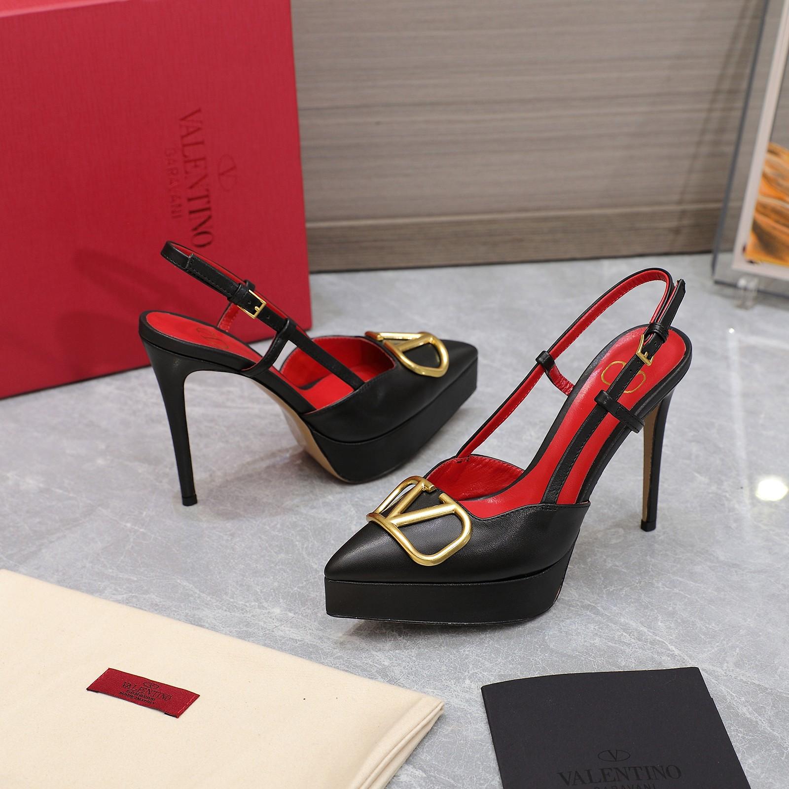 Valenti VLogo Signature Calfskin Slingback Platform Pump - PerfectKickZ