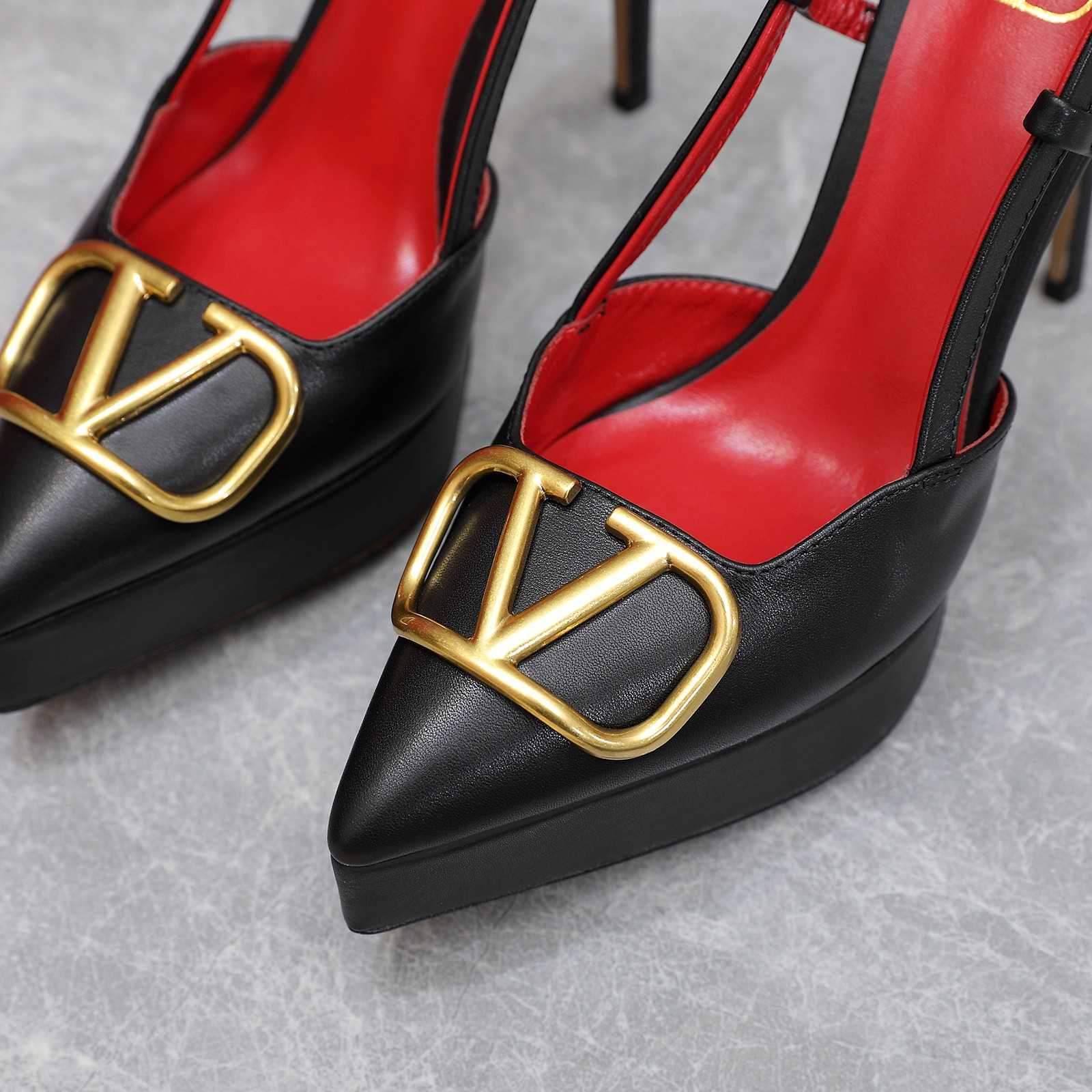 Valenti VLogo Signature Calfskin Slingback Platform Pump - PerfectKickZ