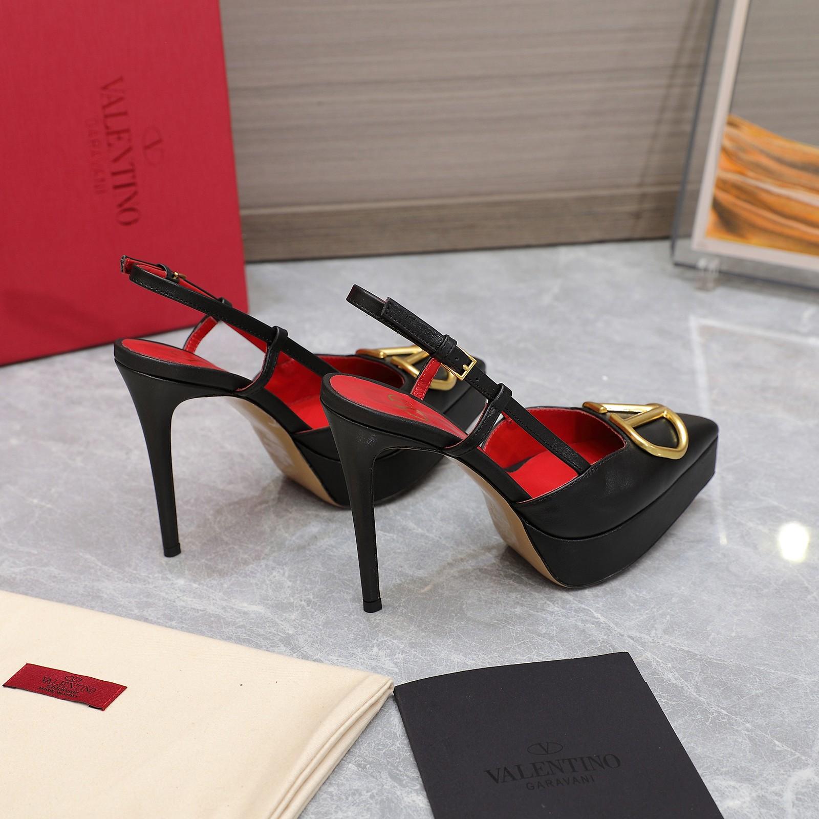 Valenti VLogo Signature Calfskin Slingback Platform Pump - PerfectKickZ