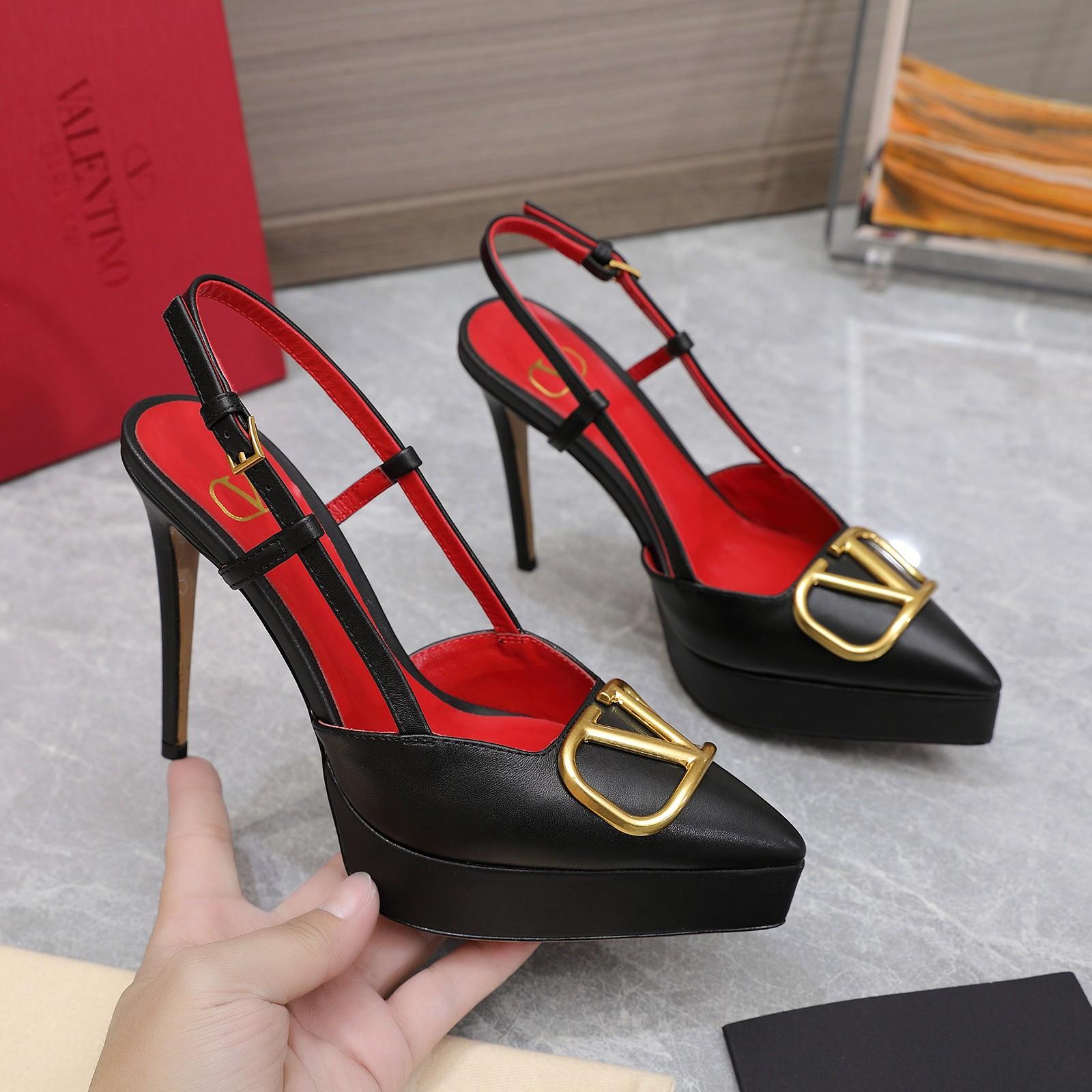 Valenti VLogo Signature Calfskin Slingback Platform Pump - PerfectKickZ
