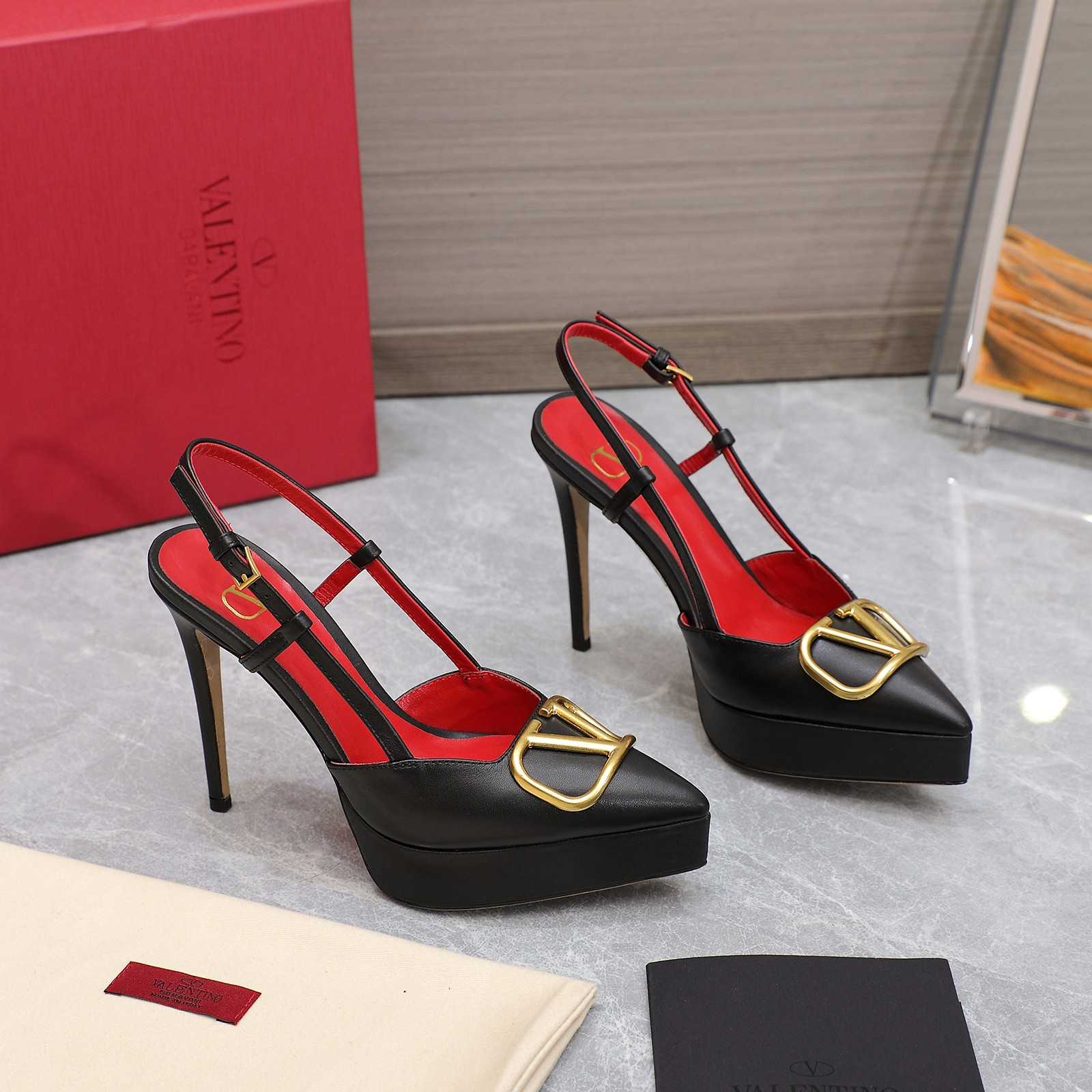 Valenti VLogo Signature Calfskin Slingback Platform Pump - PerfectKickZ