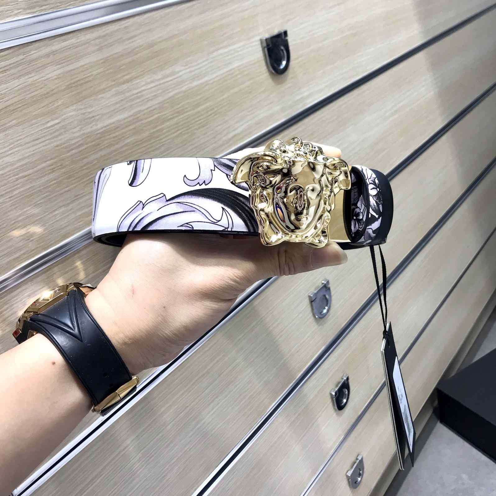 Versace La Medusa Silver Baroque Reversible Belt - PerfectKickZ