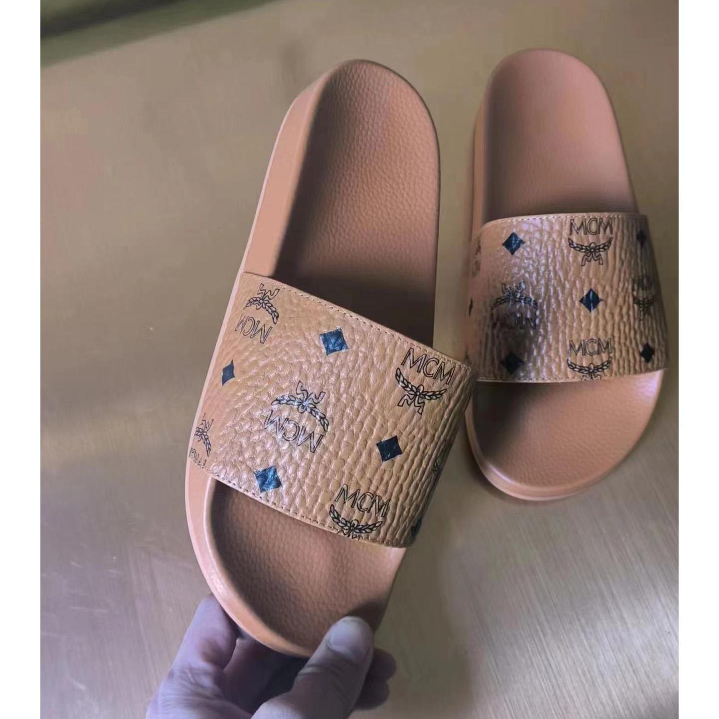 MCM Monogram-Print Sliders - PerfectKickZ