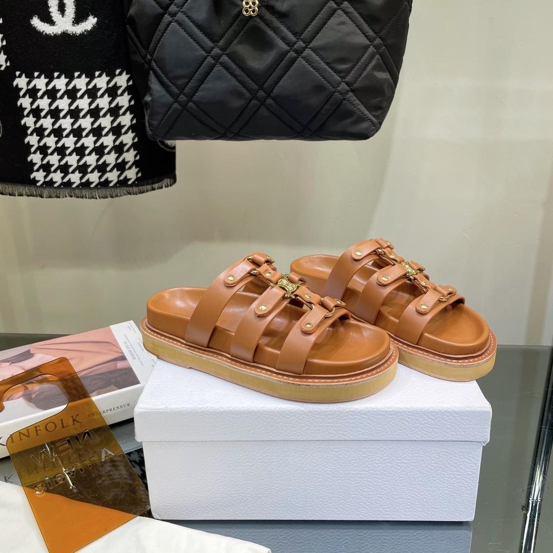 Celine Slides Tippi In Calfskin -  Vegetal Tanning - PerfectKickZ