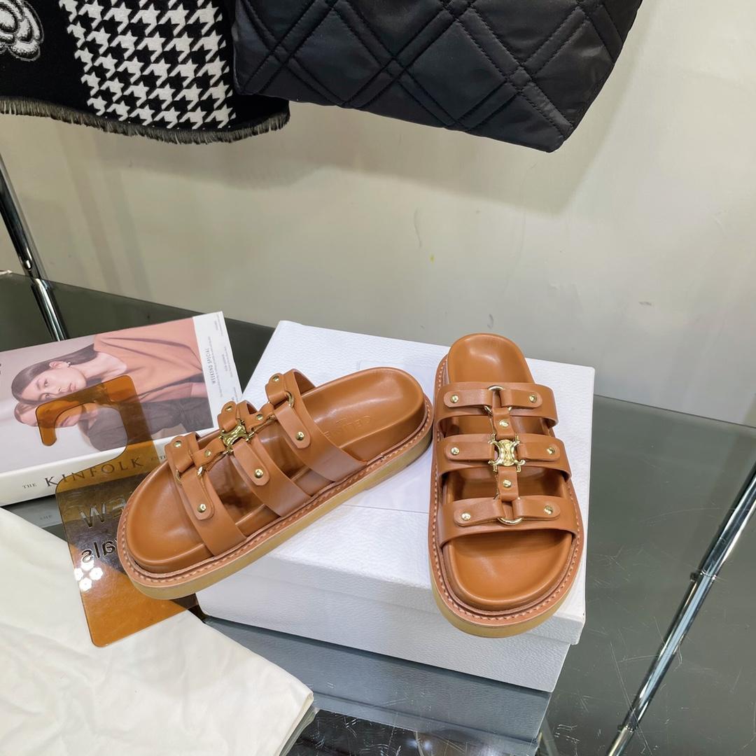 Celine Slides Tippi In Calfskin -  Vegetal Tanning - PerfectKickZ