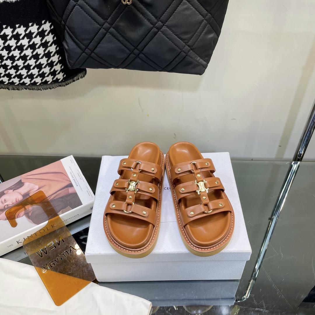 Celine Slides Tippi In Calfskin -  Vegetal Tanning - PerfectKickZ