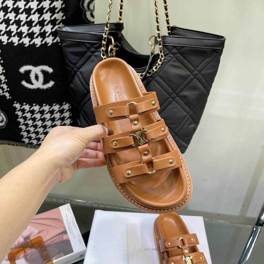 Celine Slides Tippi In Calfskin -  Vegetal Tanning - PerfectKickZ