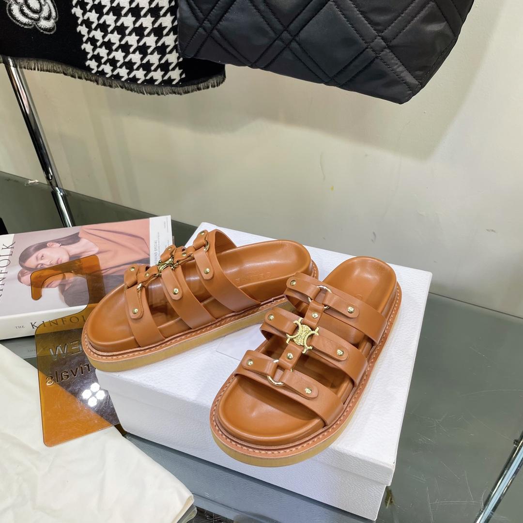Celine Slides Tippi In Calfskin -  Vegetal Tanning - PerfectKickZ
