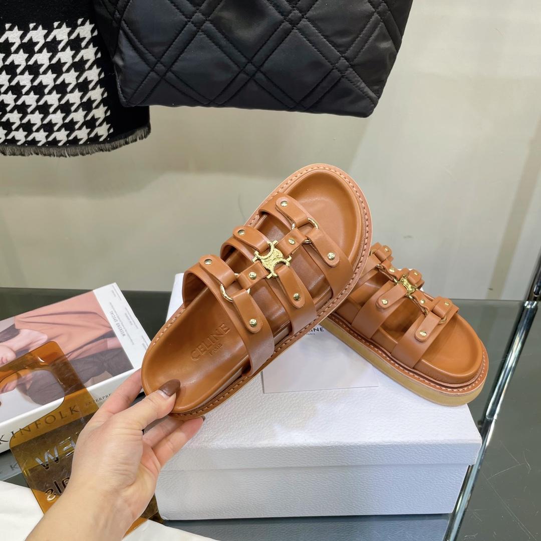 Celine Slides Tippi In Calfskin -  Vegetal Tanning - PerfectKickZ