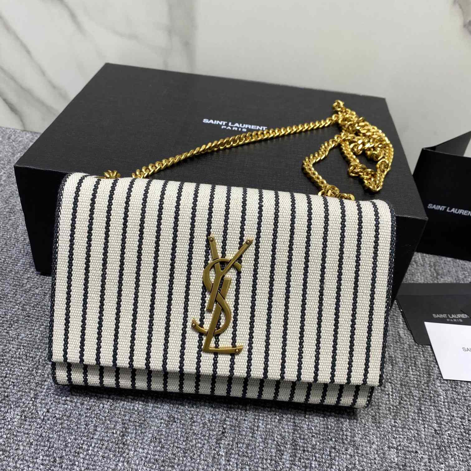 Saint Laurent Striped Small Chain Bag(20x13x5.5cm) - PerfectKickZ