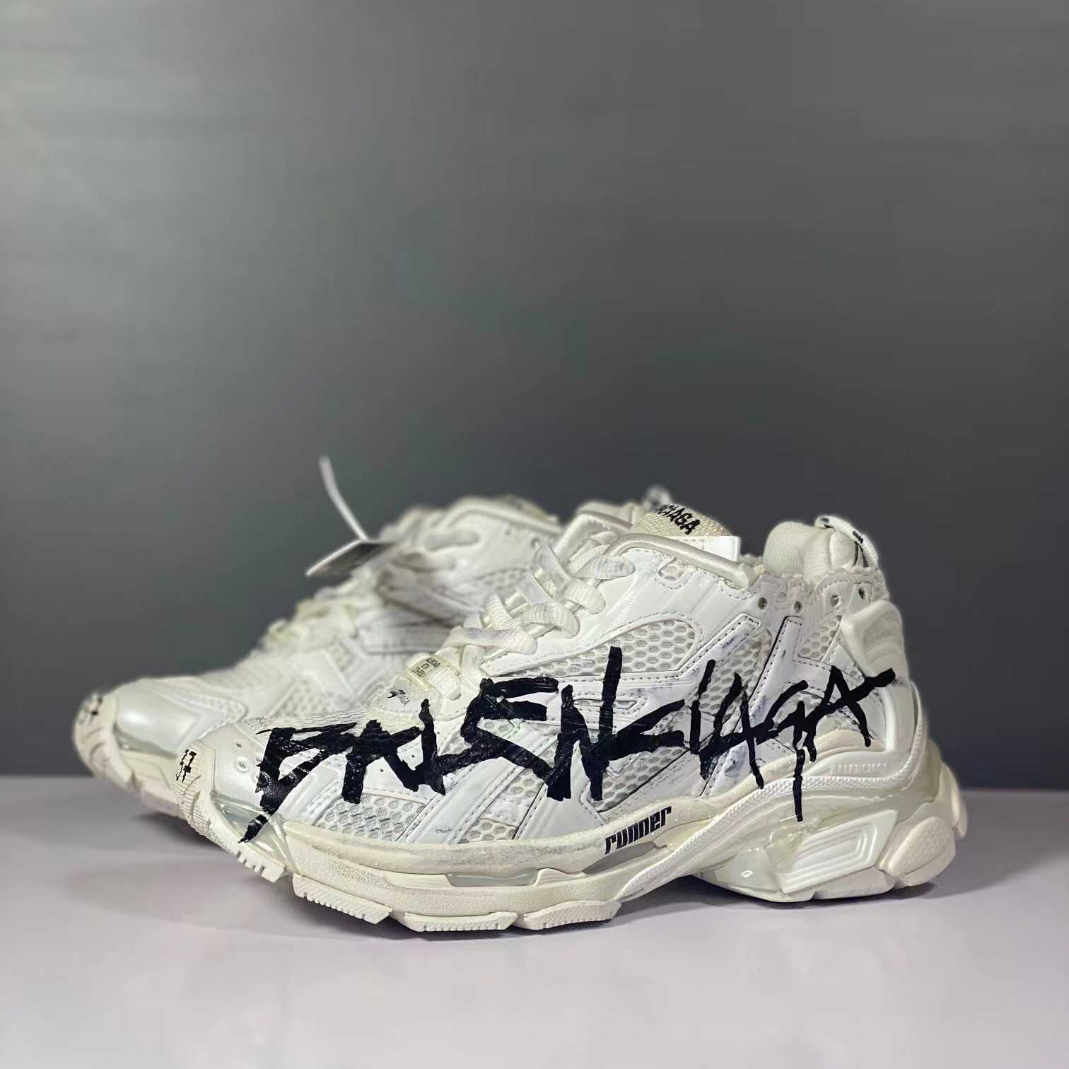 Balenciaga Runner Graffiti Sneaker In White - PerfectKickZ