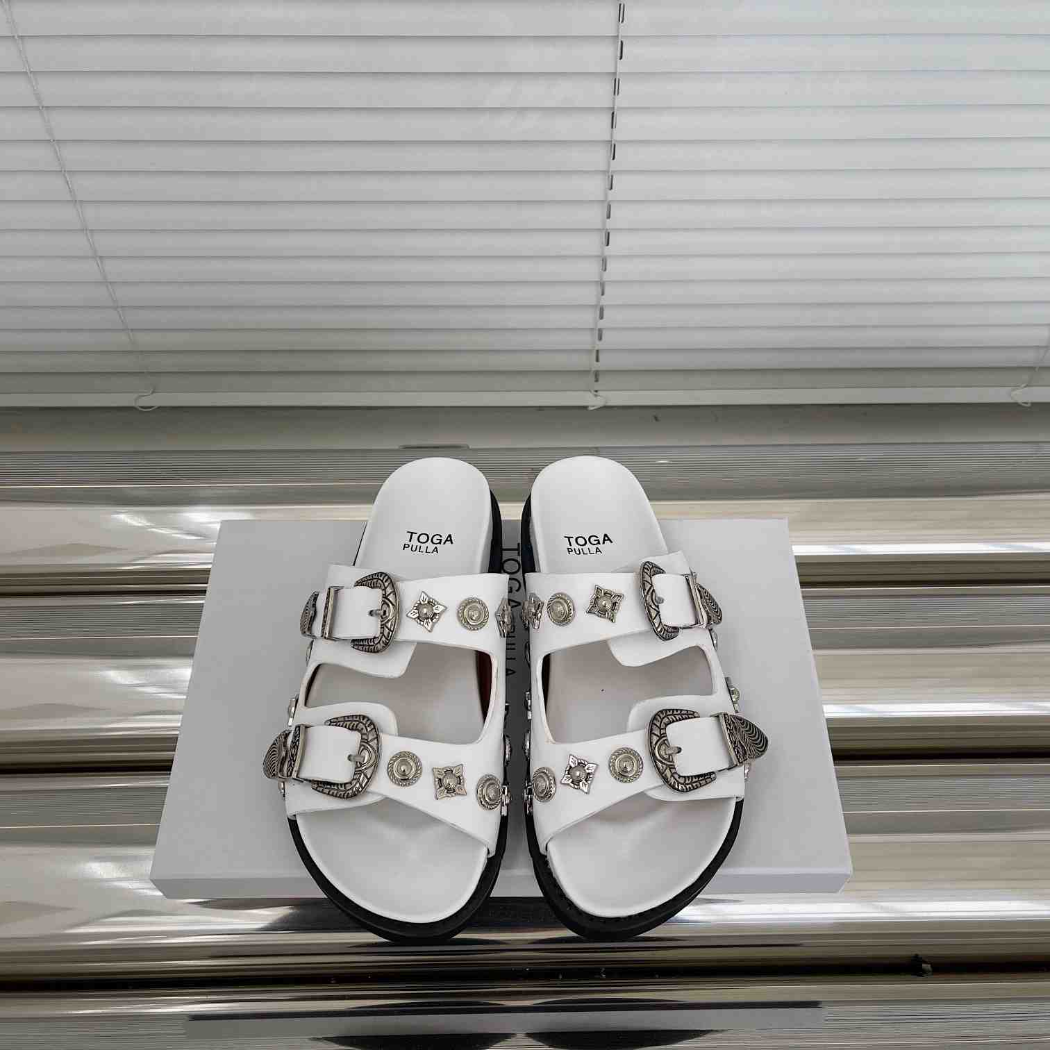 Toga Virilis Studded Leather Slides - PerfectKickZ