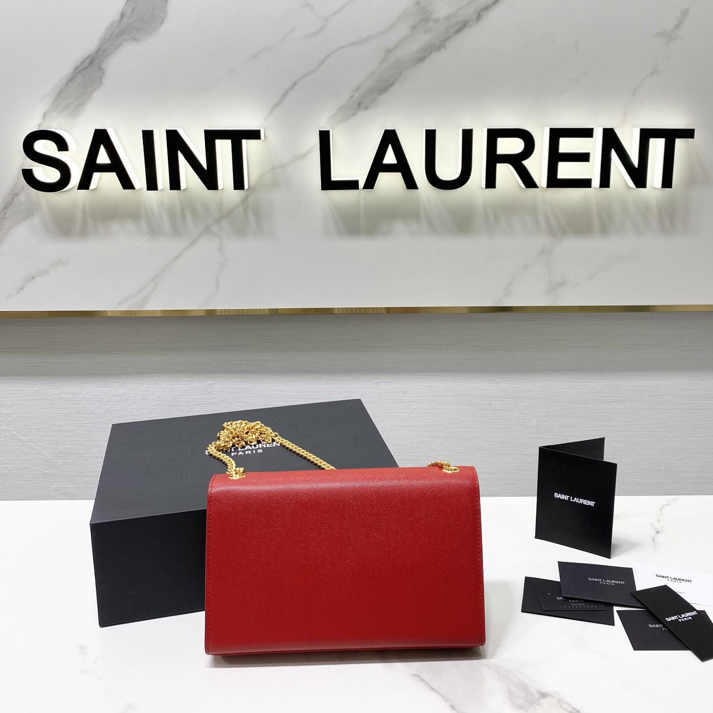 Saint Laurent Kate Medium Chain Bag In Grain De Poudre Embossed Leather - PerfectKickZ