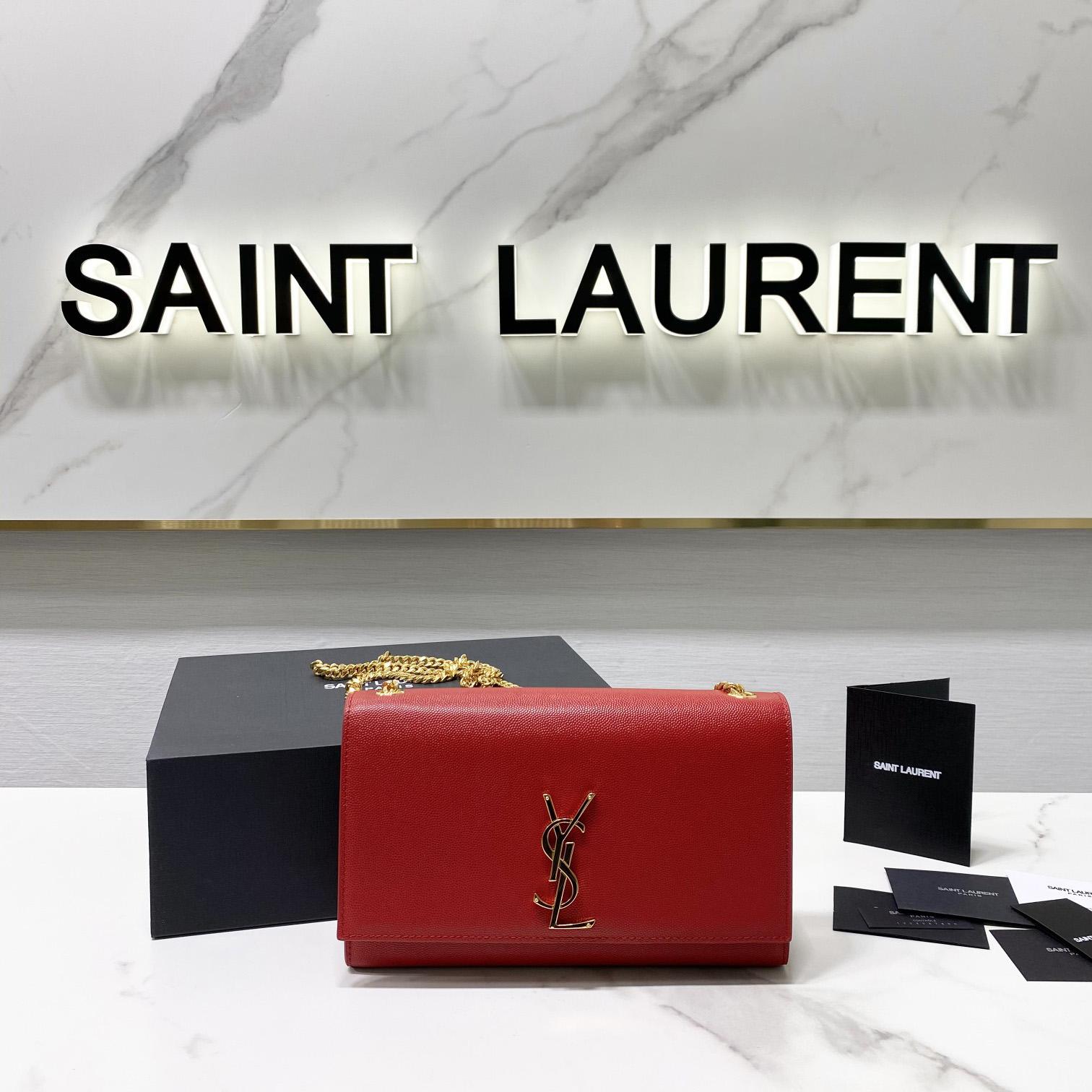 Saint Laurent Kate Medium Chain Bag In Grain De Poudre Embossed Leather - PerfectKickZ