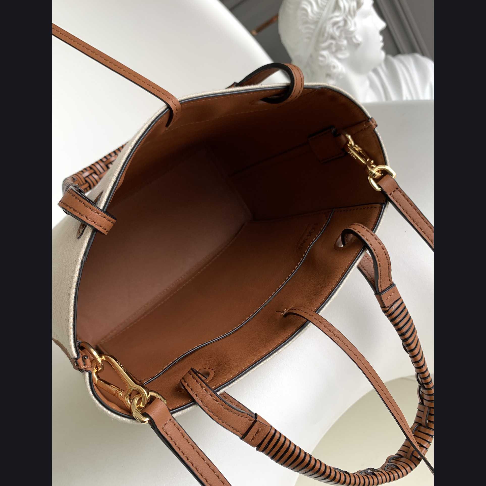 Loewe Mini Anagram Tote Bag In Jacquard And Calfskin - PerfectKickZ
