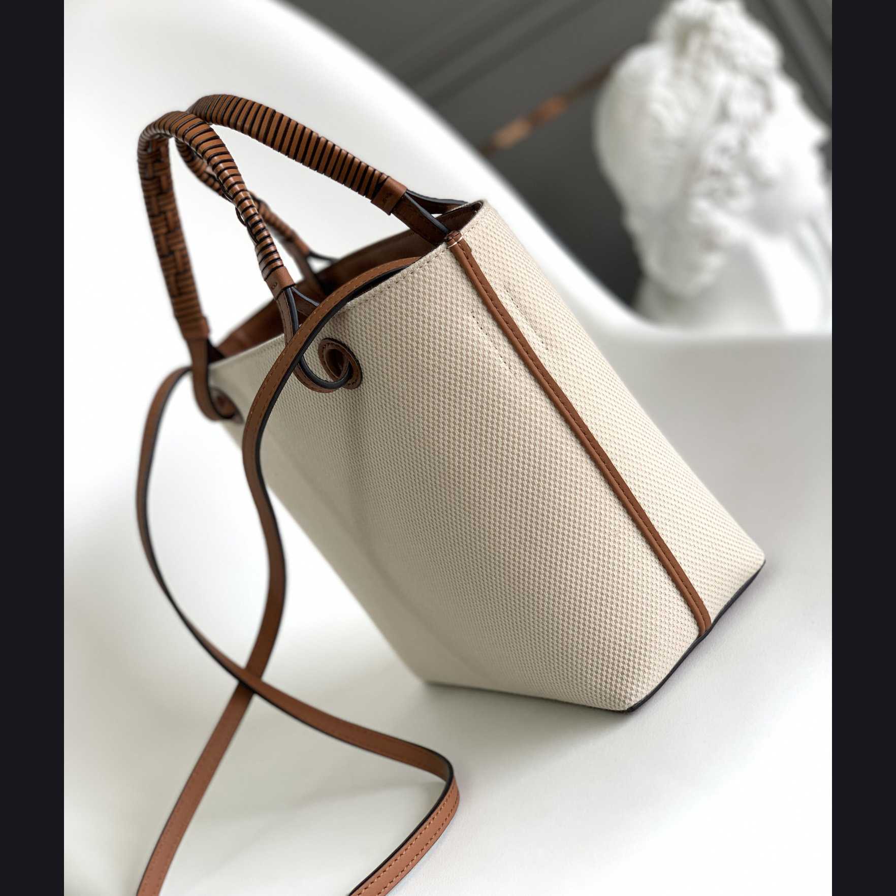 Loewe Mini Anagram Tote Bag In Jacquard And Calfskin - PerfectKickZ