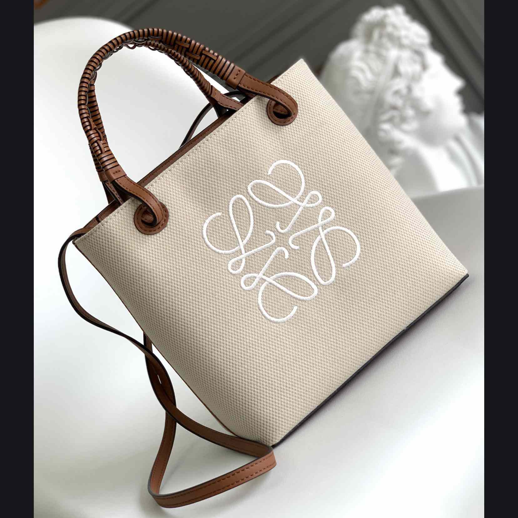 Loewe Mini Anagram Tote Bag In Jacquard And Calfskin - PerfectKickZ
