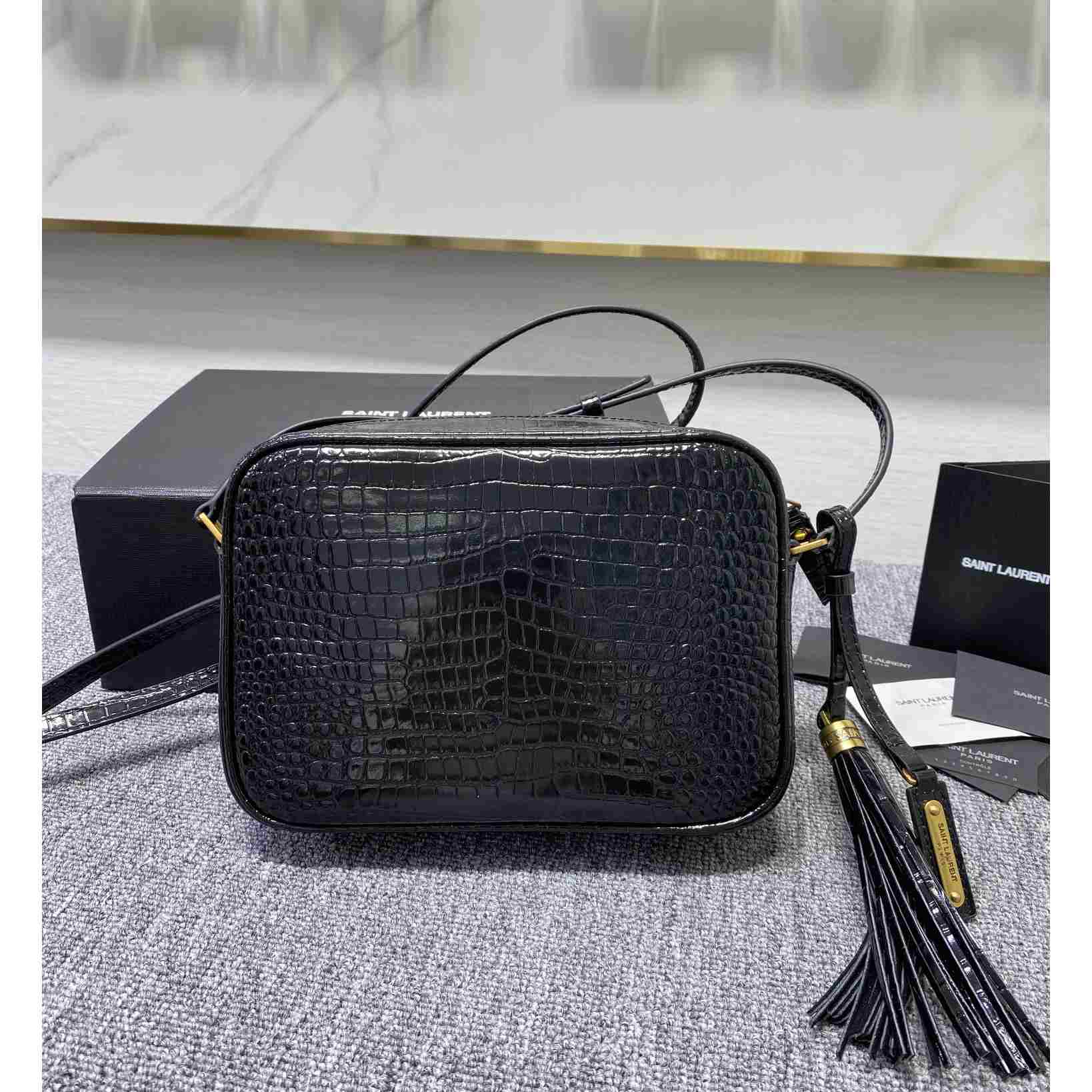 Saint Laurent Lou Camera Bag In Crocodile-Embossed Shiny Leather - PerfectKickZ