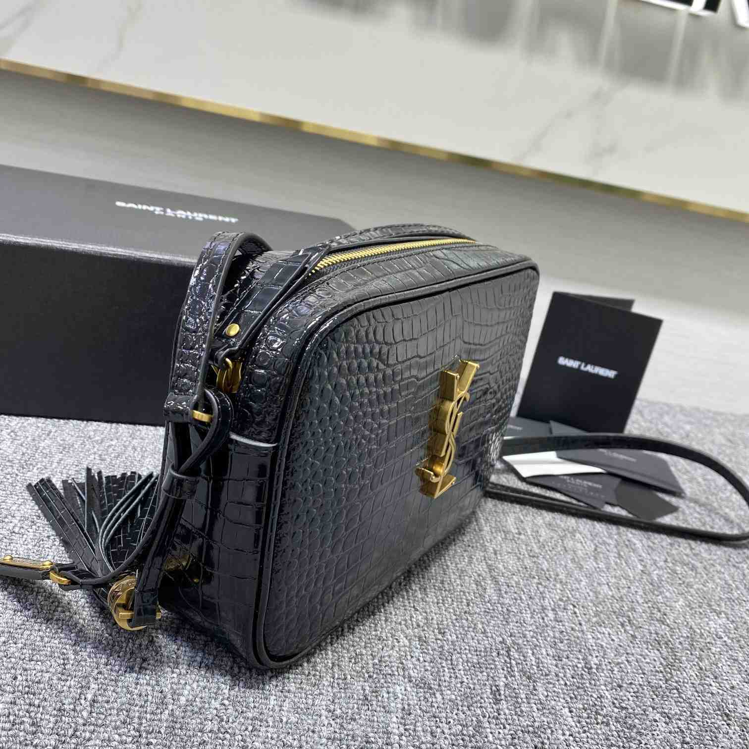 Saint Laurent Lou Camera Bag In Crocodile-Embossed Shiny Leather - PerfectKickZ