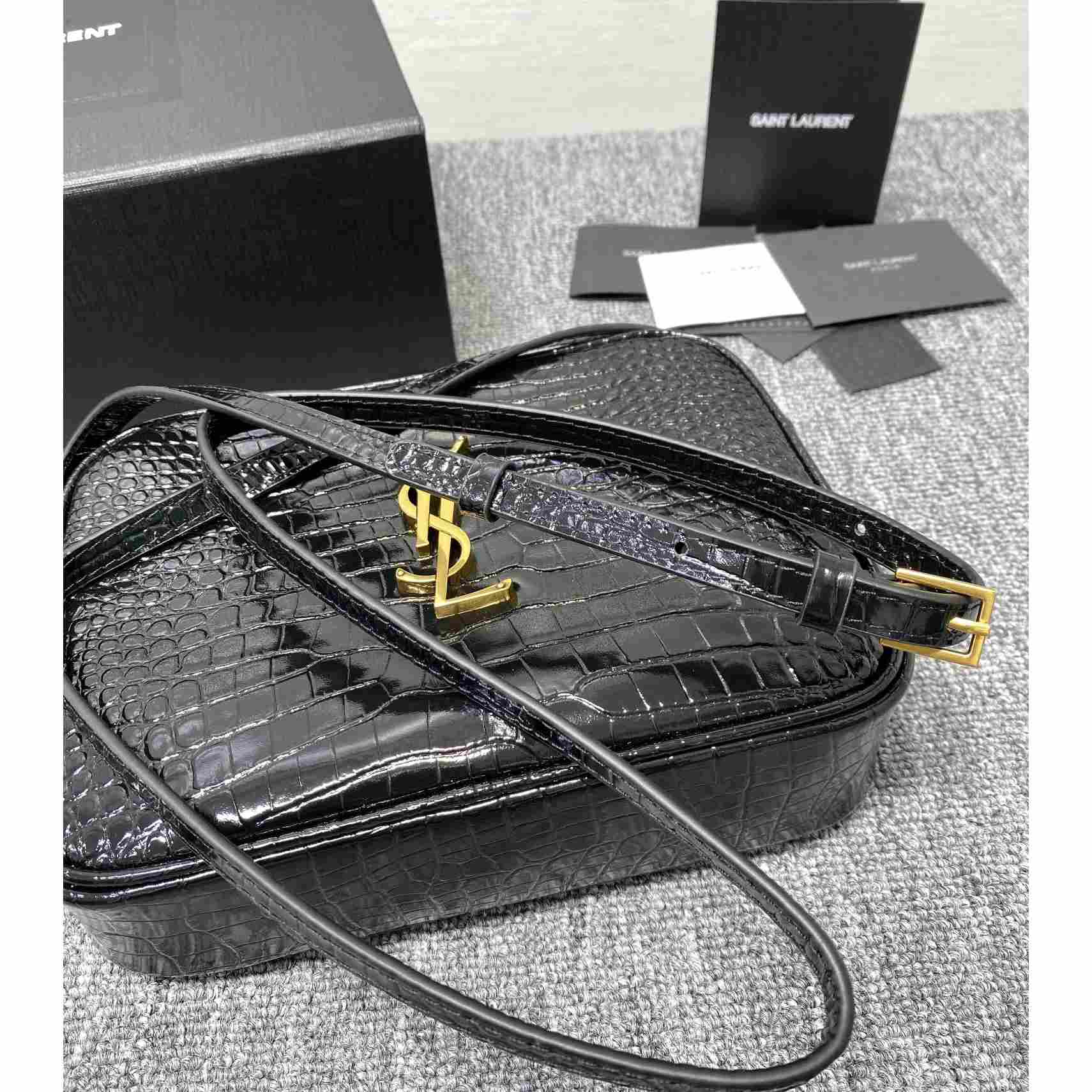 Saint Laurent Lou Camera Bag In Crocodile-Embossed Shiny Leather - PerfectKickZ