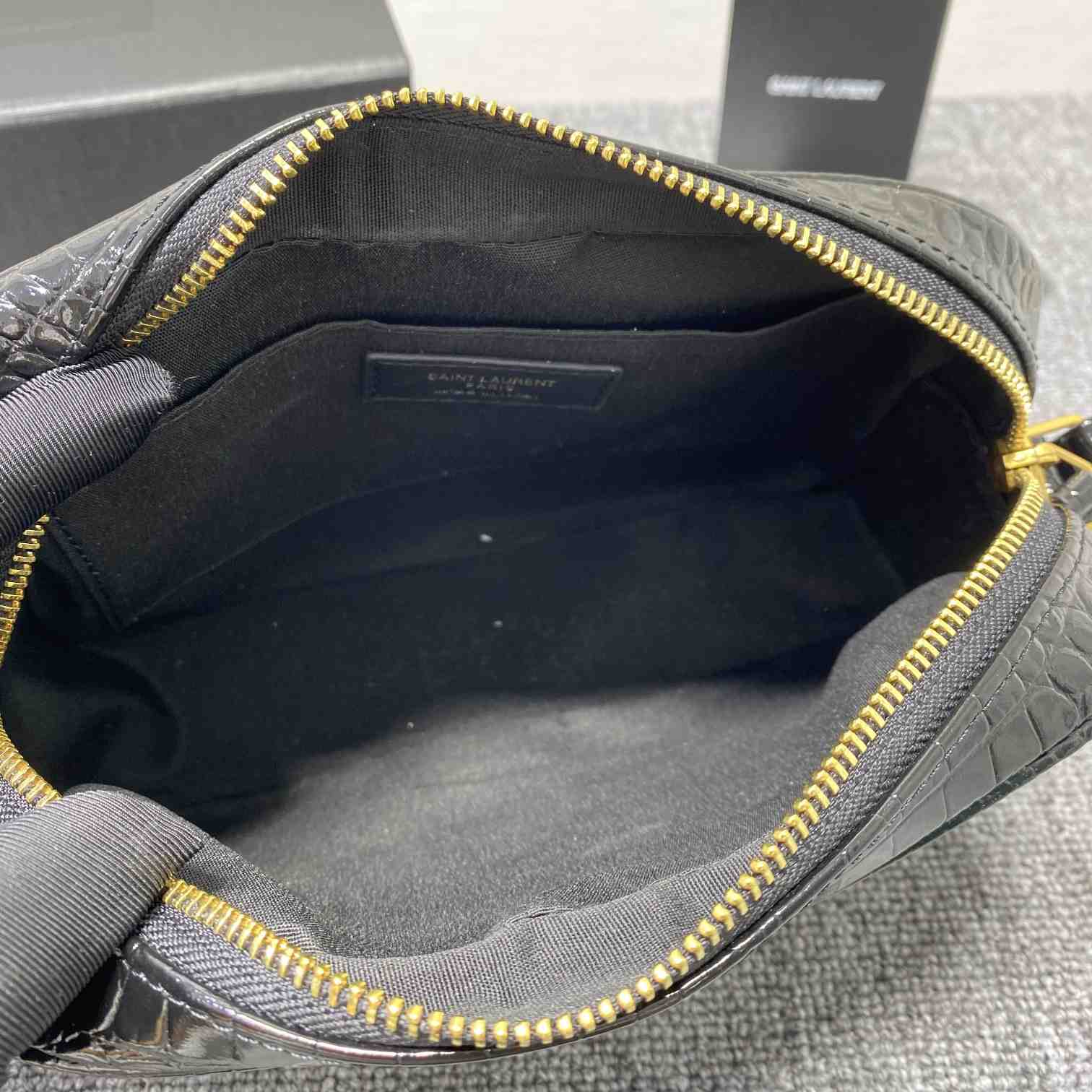 Saint Laurent Lou Camera Bag In Crocodile-Embossed Shiny Leather - PerfectKickZ