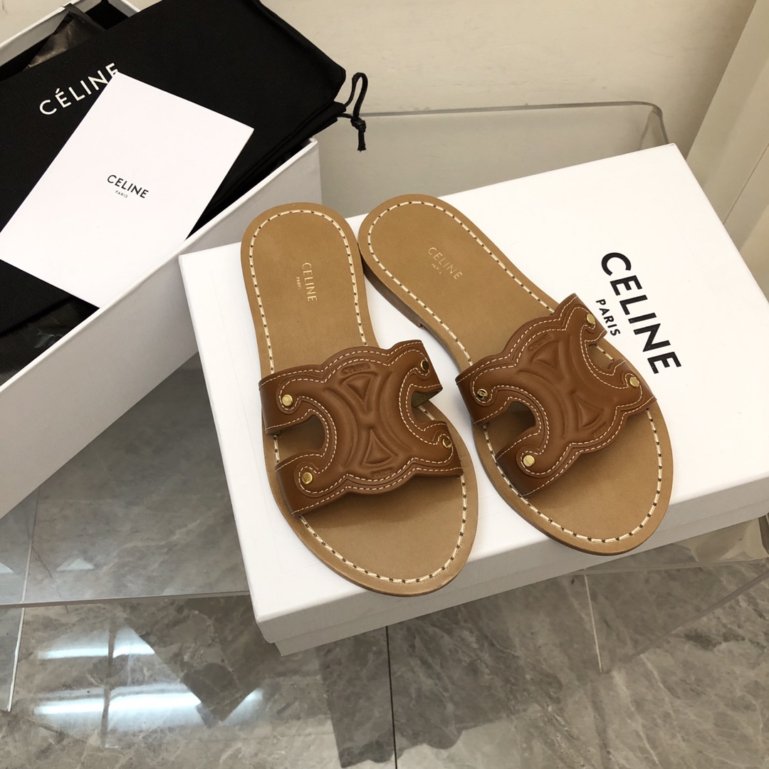 Celine Triomphe Mule In Calfskin - PerfectKickZ