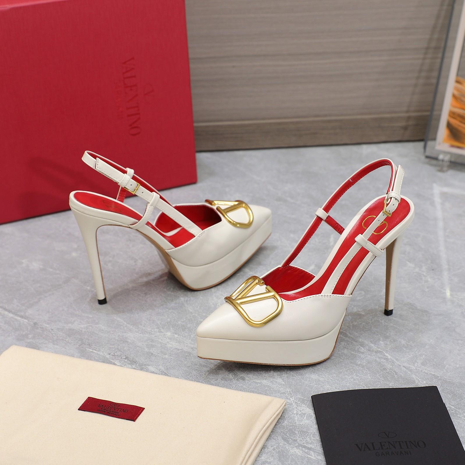 Valenti VLogo Signature Calfskin Slingback Platform Pump - PerfectKickZ