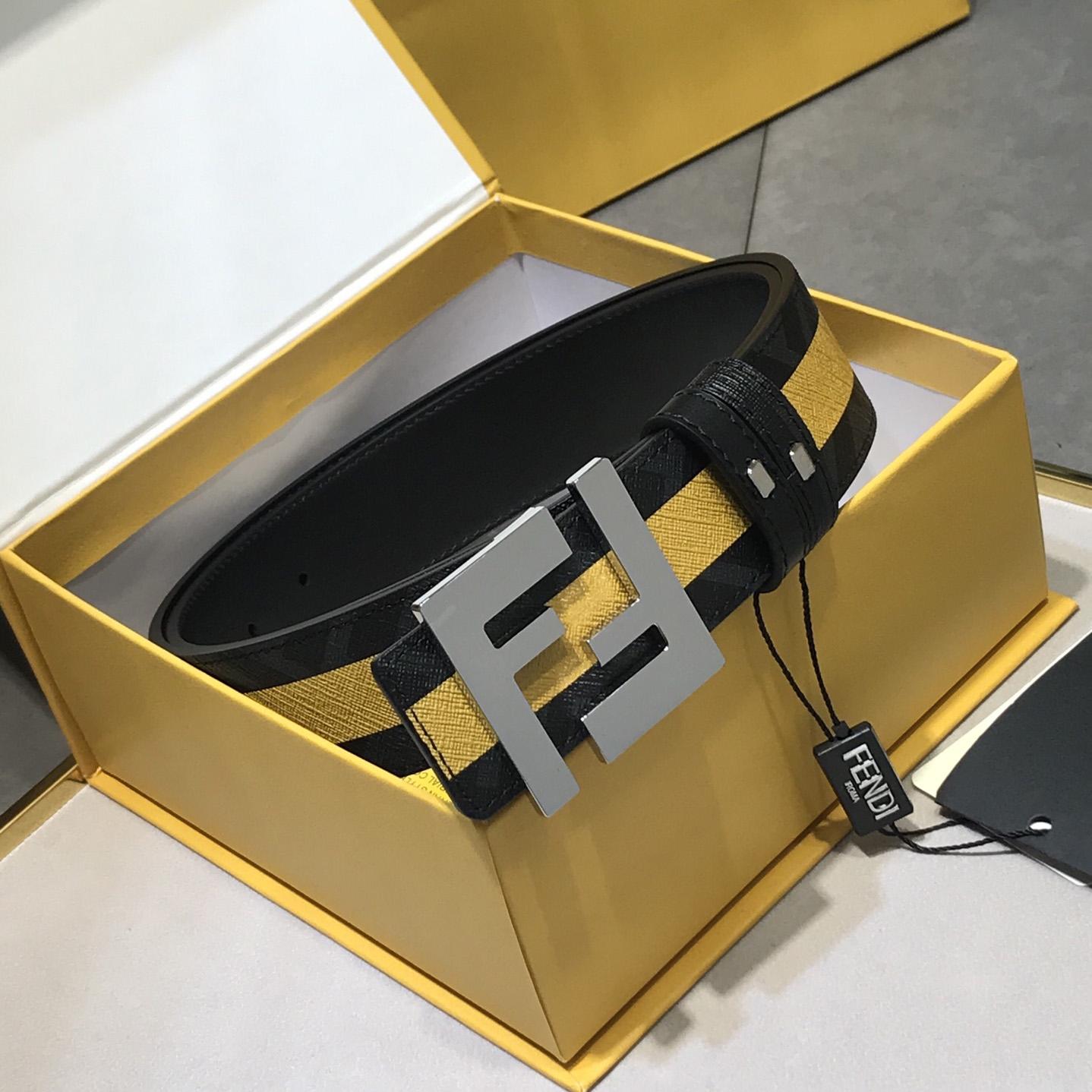 Fendi Black Reversible Leather Belt - PerfectKickZ