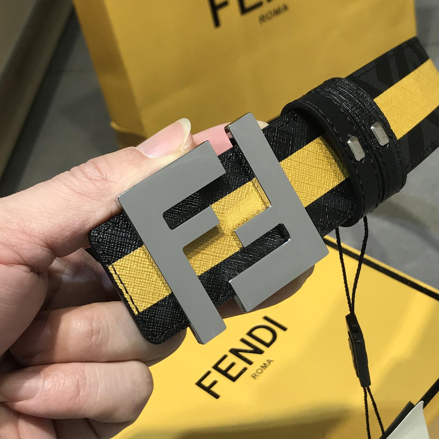 Fendi Black Reversible Leather Belt - PerfectKickZ