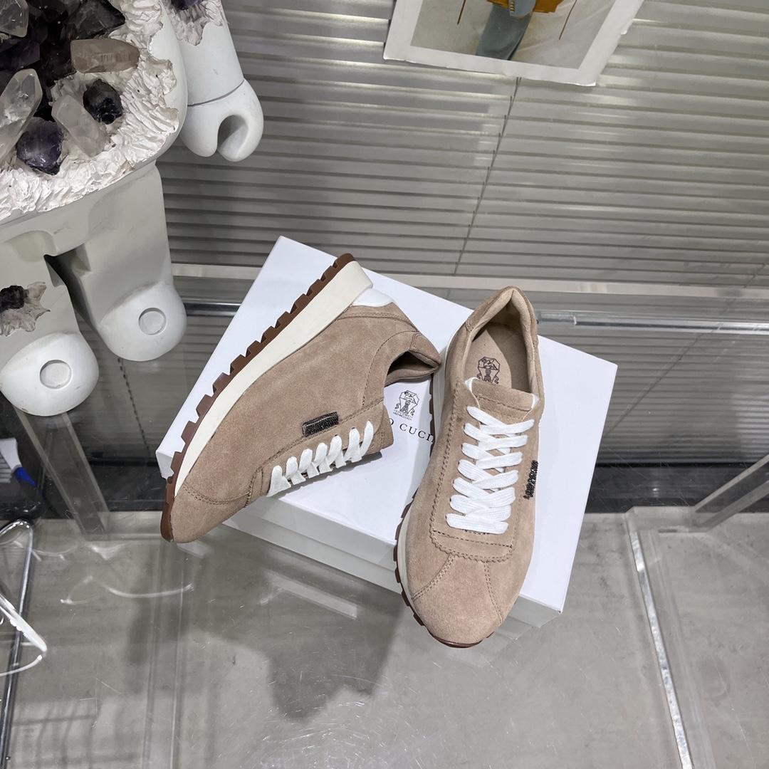 Brunello Cucinelli Suede Runners With Shiny Tab - 