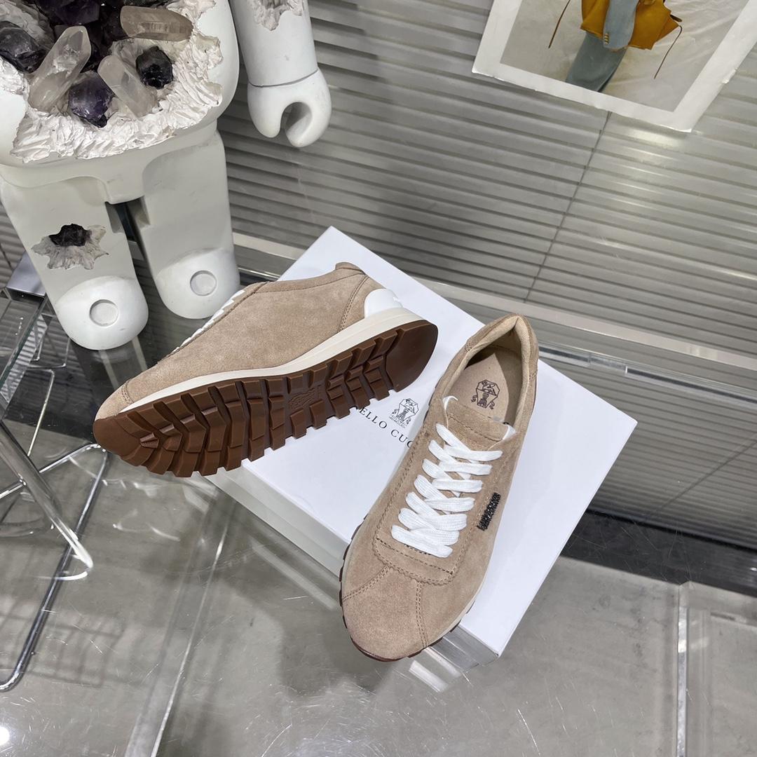 Brunello Cucinelli Suede Runners With Shiny Tab - 