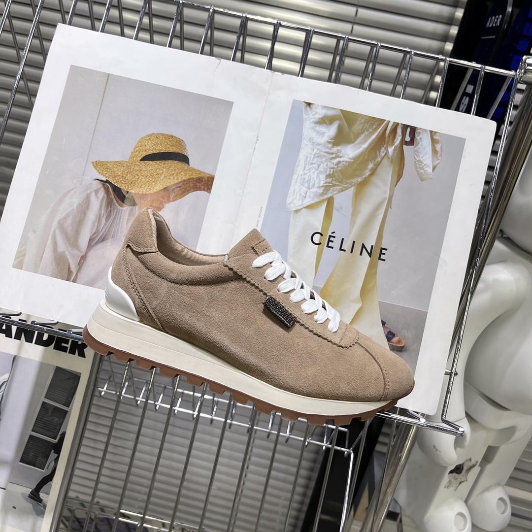 Brunello Cucinelli Suede Runners With Shiny Tab - 