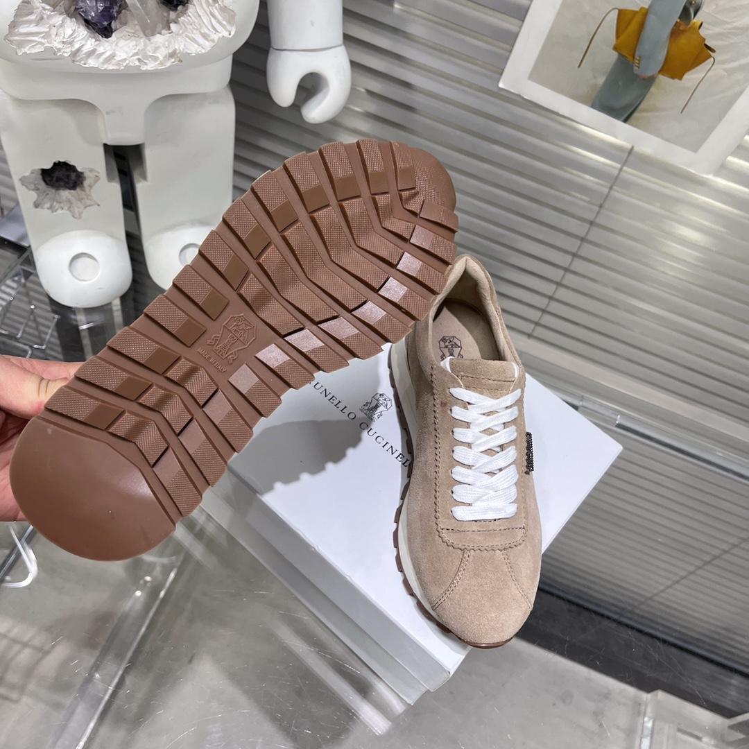 Brunello Cucinelli Suede Runners With Shiny Tab - PerfectKickZ