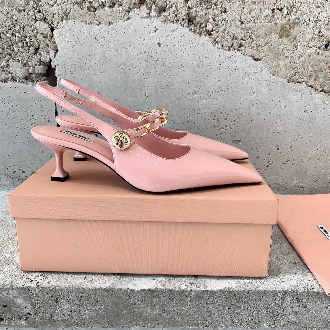 Miu Miu Patent Leather Slingback Pumps - PerfectKickZ