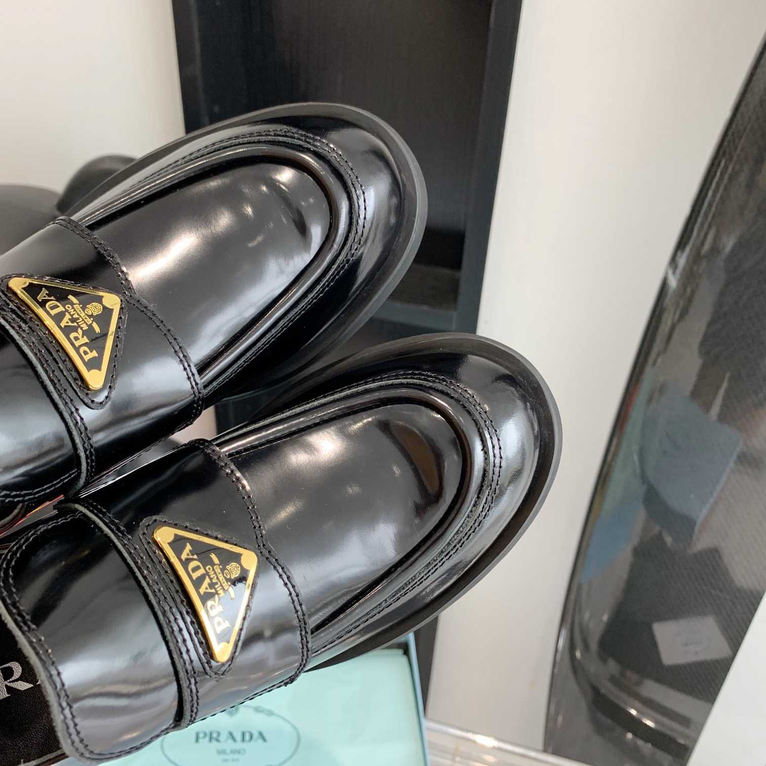 Prada Chocolate Brushed Leather Loafers - PerfectKickZ