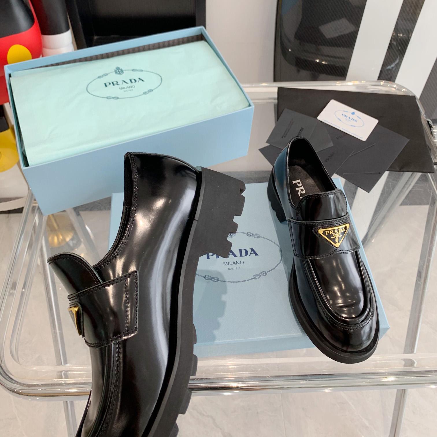 Prada Chocolate Brushed Leather Loafers - PerfectKickZ