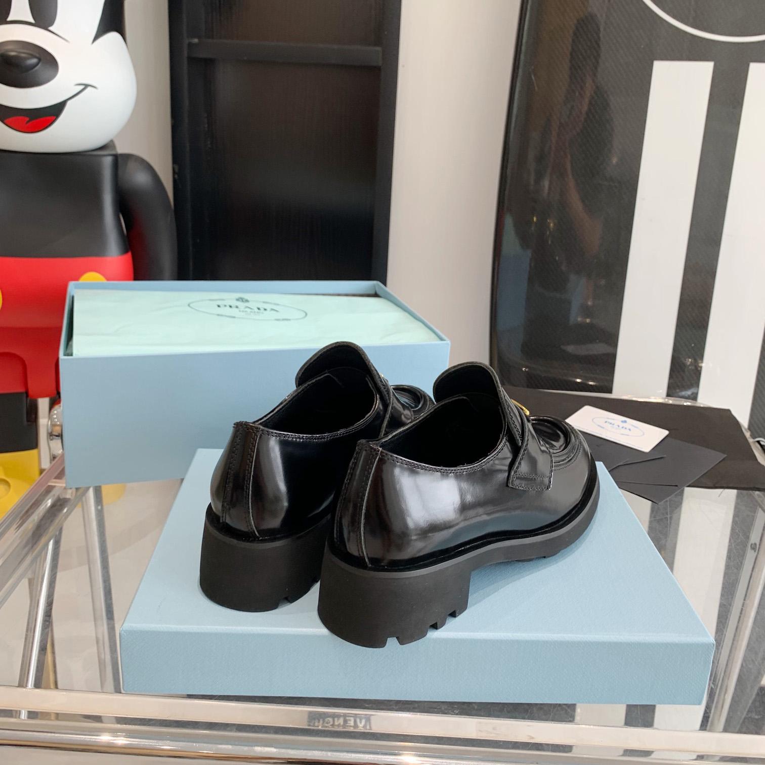 Prada Chocolate Brushed Leather Loafers - PerfectKickZ