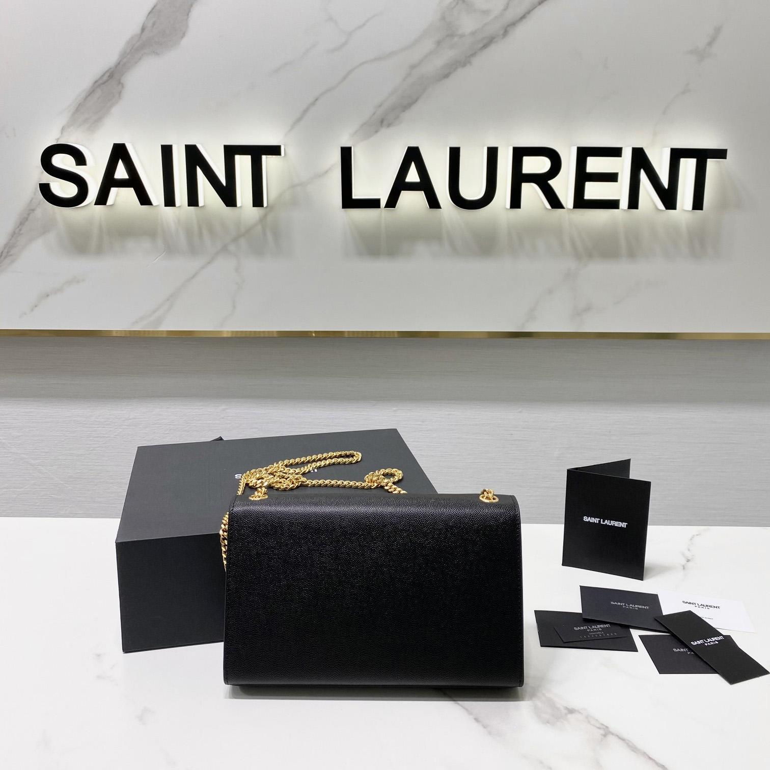 Saint Laurent Kate Medium Chain Bag In Grain De Poudre Embossed Leather - PerfectKickZ