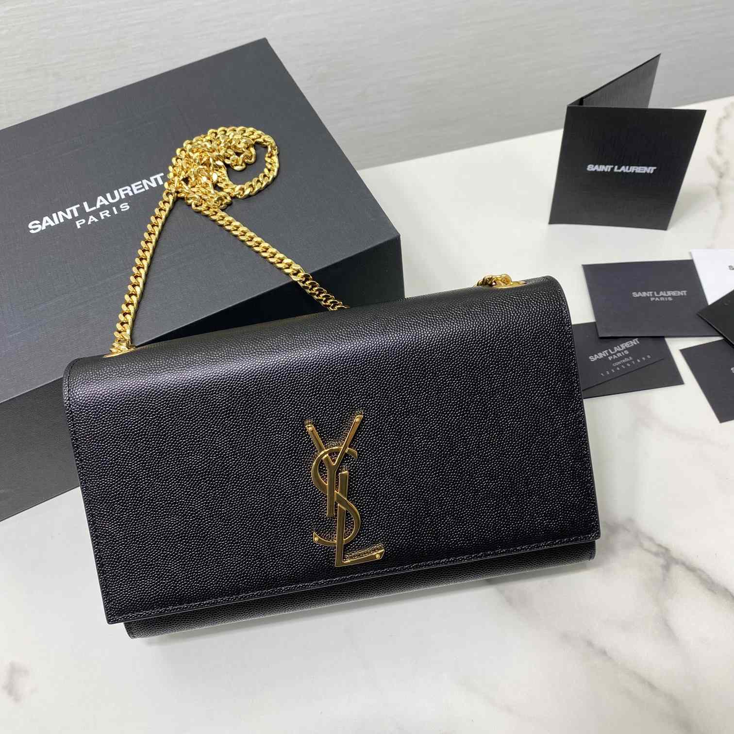 Saint Laurent Kate Medium Chain Bag In Grain De Poudre Embossed Leather - PerfectKickZ