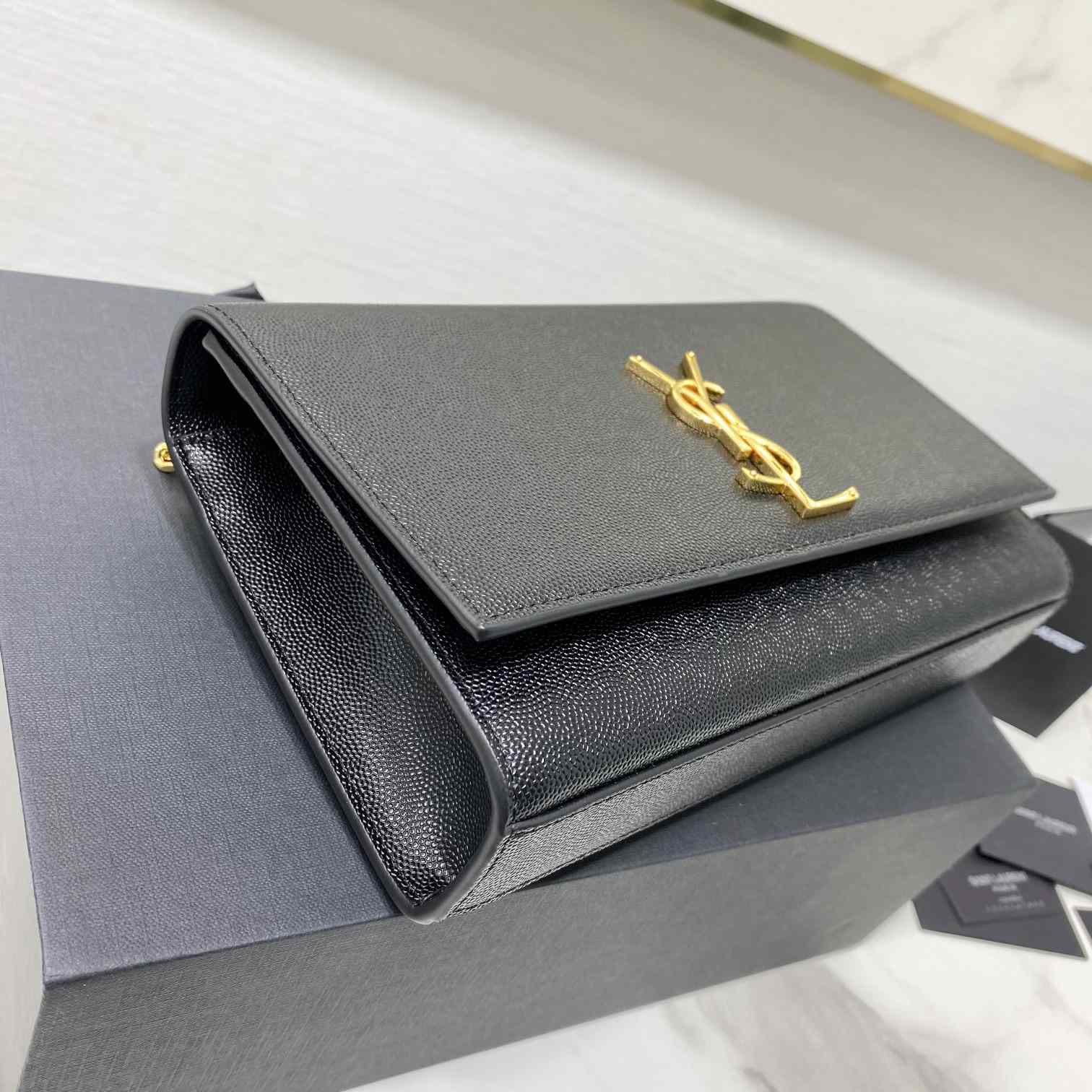 Saint Laurent Kate Medium Chain Bag In Grain De Poudre Embossed Leather - PerfectKickZ