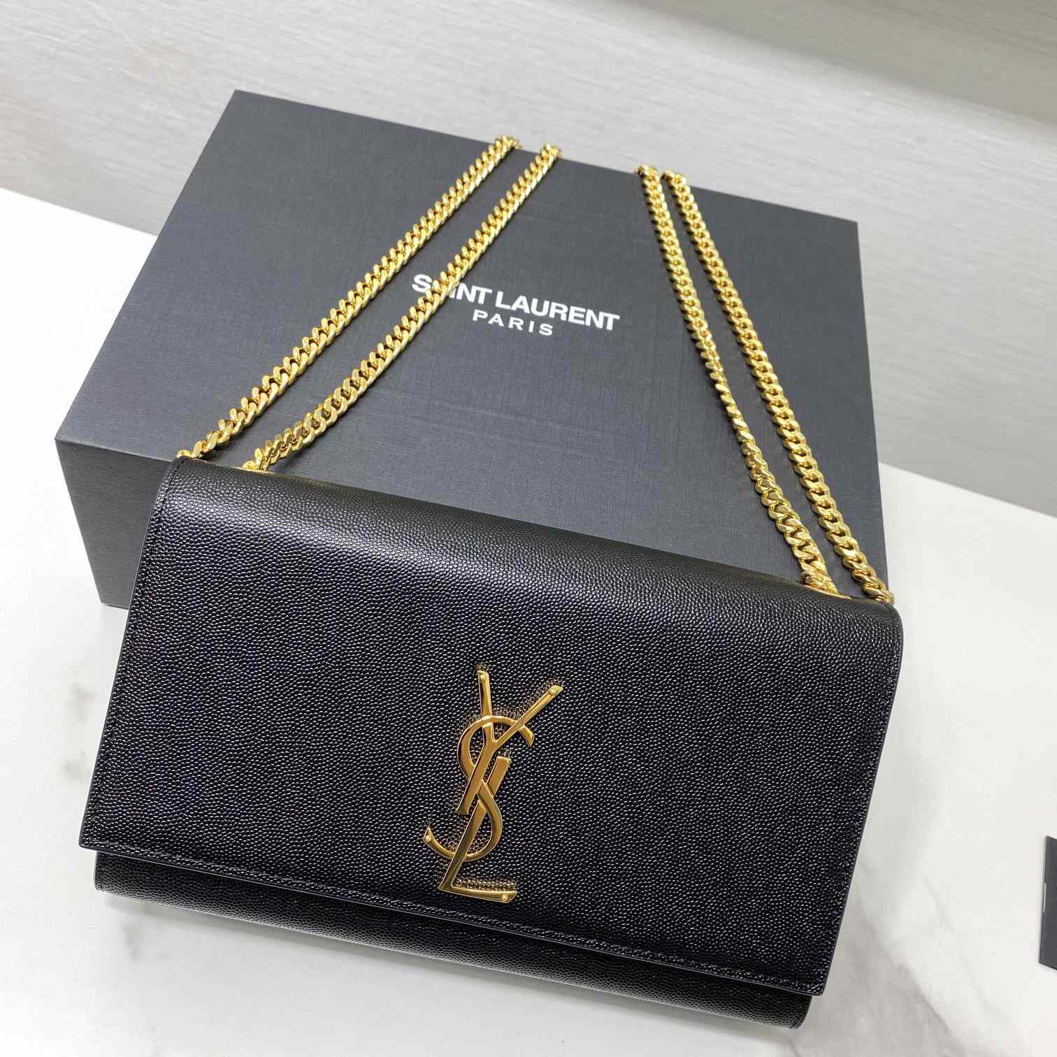Saint Laurent Kate Medium Chain Bag In Grain De Poudre Embossed Leather - PerfectKickZ