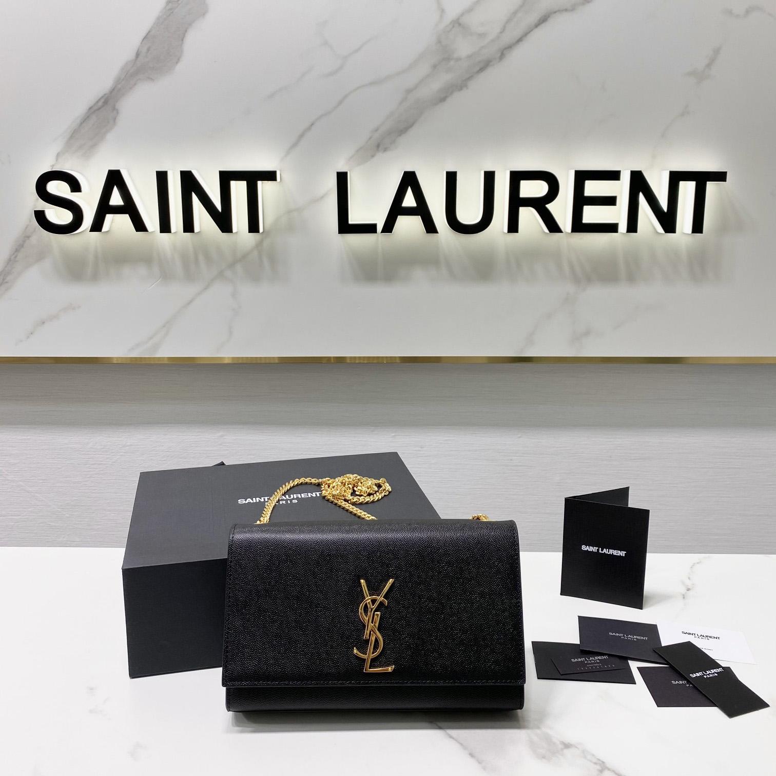 Saint Laurent Kate Medium Chain Bag In Grain De Poudre Embossed Leather - PerfectKickZ